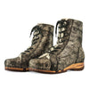 [Noirgold] Heike, clog lammfell gefütterter clog stiefel damen mit biegsamer nachhaltiger holzsohle, holzclogs woody, woody schuhe, woody shoes, handgemachte holzschuhe aus österreich, kärnten, farbe: noirgold (gold mit schwarzen cracks)