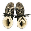 [Noirgold] Heike, clog lammfell gefütterter clog stiefel damen mit biegsamer nachhaltiger holzsohle, holzclogs woody, woody schuhe, woody shoes, handgemachte holzschuhe aus österreich, kärnten, farbe: noirgold (gold mit schwarzen cracks)