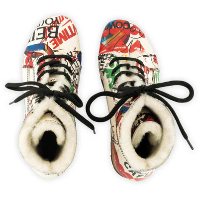 [Showtime] Heike, clog lammfell gefütterter clog stiefel damen mit biegsamer nachhaltiger holzsohle, farbe: showtime (by vivienne westwood), holzclogs woody, woody schuhe, woody shoes, handgemachte holzschuhe aus österreich, kärnten