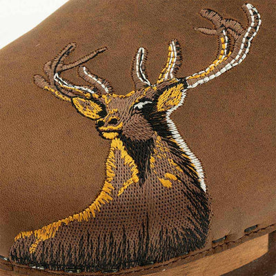 [Tabacco] hubertus, clog mit stick für herren, biegsame nachhaltige holzsohle, farbe: tabacco (braun), holzclogs woody, woody schuhe, woody shoes, handgemachte holzschuhe aus österreich, kärnten