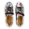 [Sex & Rock'n'Roll] jack, clog sneakers für herren mit biegsamer nachhaltiger holzsohle, farbe: weiss (multicolor-print urban style), holzclogs woody, woody schuhe, woody shoes, handgemachte holzschuhe aus österreich, kärnten