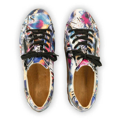 [Sex & Rock'n'Roll] jack, clog sneakers für herren mit biegsamer nachhaltiger holzsohle, farbe: weiss (multicolor-print urban style), holzclogs woody, woody schuhe, woody shoes, handgemachte holzschuhe aus österreich, kärnten