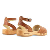 jana, sandalen clogs damen mit biegsamer nachhaltiger holzsohle, farbe: safor (braun), holzclogs woody, woody schuhe, woody shoes, handgemachte holzschuhe aus österreich, kärnten
