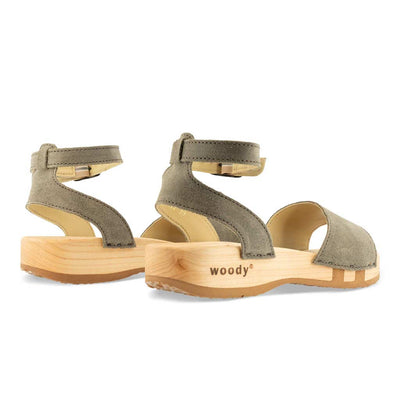 [Sand] jana, sandalen clogs damen mit biegsamer nachhaltiger holzsohle, farbe: sand-warm_grey, holzclogs woody, woody schuhe, woody shoes, handgemachte holzschuhe aus österreich, kärnten