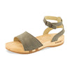 jana, sandalen clogs damen mit biegsamer nachhaltiger holzsohle, farbe: sand-warm_grey, holzclogs woody, woody schuhe, woody shoes, handgemachte holzschuhe aus österreich, kärnten