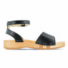 jana, sandalen clogs damen mit biegsamer nachhaltiger holzsohle, farbe: schwarz, holzclogs woody, woody schuhe, woody shoes, handgemachte holzschuhe aus österreich, kärnten