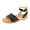 jana, sandalen clogs damen mit biegsamer nachhaltiger holzsohle, farbe: schwarz, holzclogs woody, woody schuhe, woody shoes, handgemachte holzschuhe aus österreich, kärnten