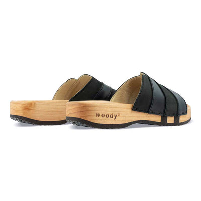 modell-jenny-farbe: schwarz-nero_clogs pantoletten damen mit biegsamer nachhaltiger weidenholzsohle, holzclogs woody, woody schuhe, woody shoes, handgemachte holzschuhe aus österreich, kärnten