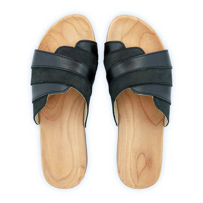 modell-jenny-farbe: schwarz-nero_clogs pantoletten damen mit biegsamer nachhaltiger weidenholzsohle, holzclogs woody, woody schuhe, woody shoes, handgemachte holzschuhe aus österreich, kärnten