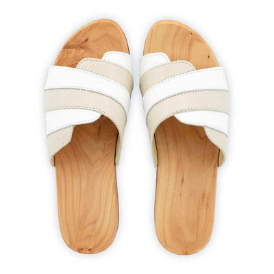 modell-jenny-farbe: weiss-creme_clogs pantoletten damen mit biegsamer nachhaltiger weidenholzsohle, holzclogs woody, woody schuhe, woody shoes, handgemachte holzschuhe aus österreich, kärnten