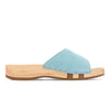 heidi, clogs pantolette damen mit biegsamer nachhaltiger holzsohle, farbe: baby blue (hellblau), holzclogs woody, woody schuhe, woody shoes, handgemachte holzschuhe aus österreich, kärnten