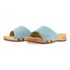 heidi, clogs pantolette damen mit biegsamer nachhaltiger holzsohle, farbe: baby blue (hellblau), holzclogs woody, woody schuhe, woody shoes, handgemachte holzschuhe aus österreich, kärnten