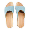 heidi, clogs pantolette damen mit biegsamer nachhaltiger holzsohle, farbe: baby blue (hellblau), holzclogs woody, woody schuhe, woody shoes, handgemachte holzschuhe aus österreich, kärnten