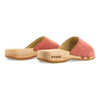 heidi, clogs pantolette damen mit biegsamer nachhaltiger holzsohle, farbe: flamingo, holzclogs woody, woody schuhe, woody shoes, handgemachte holzschuhe aus österreich, kärnten
