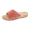 heidi, clogs pantolette damen mit biegsamer nachhaltiger holzsohle, farbe: flamingo, holzclogs woody, woody schuhe, woody shoes, handgemachte holzschuhe aus österreich, kärnten