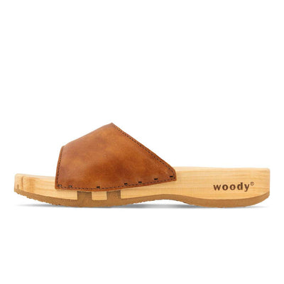 heidi, clogs pantolette damen mit biegsamer nachhaltiger holzsohle, farbe: safor (braun), holzclogs woody, woody schuhe, woody shoes, handgemachte holzschuhe aus österreich, kärnten