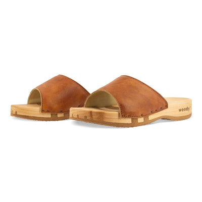 heidi, clogs pantolette damen mit biegsamer nachhaltiger holzsohle, farbe: safor (braun), holzclogs woody, woody schuhe, woody shoes, handgemachte holzschuhe aus österreich, kärnten