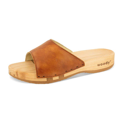 heidi, clogs pantolette damen mit biegsamer nachhaltiger holzsohle, farbe: safor (braun), holzclogs woody, woody schuhe, woody shoes, handgemachte holzschuhe aus österreich, kärnten