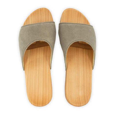 heidi, clogs pantolette damen mit biegsamer nachhaltiger holzsohle, farbe: sand, holzclogs woody, woody schuhe, woody shoes, handgemachte holzschuhe aus österreich, kärnten