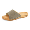 heidi, clogs pantolette damen mit biegsamer nachhaltiger holzsohle, farbe: sand, holzclogs woody, woody schuhe, woody shoes, handgemachte holzschuhe aus österreich, kärnten