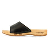 heidi, clogs pantolette damen mit biegsamer nachhaltiger holzsohle, farbe: schwarz, holzclogs woody, woody schuhe, woody shoes, handgemachte holzschuhe aus österreich, kärnten