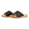 heidi, clogs pantolette damen mit biegsamer nachhaltiger holzsohle, farbe: schwarz, holzclogs woody, woody schuhe, woody shoes, handgemachte holzschuhe aus österreich, kärnten