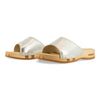 heidi, clogs pantolette damen mit biegsamer nachhaltiger holzsohle, farbe: silber, holzclogs woody, woody schuhe, woody shoes, handgemachte holzschuhe aus österreich, kärnten