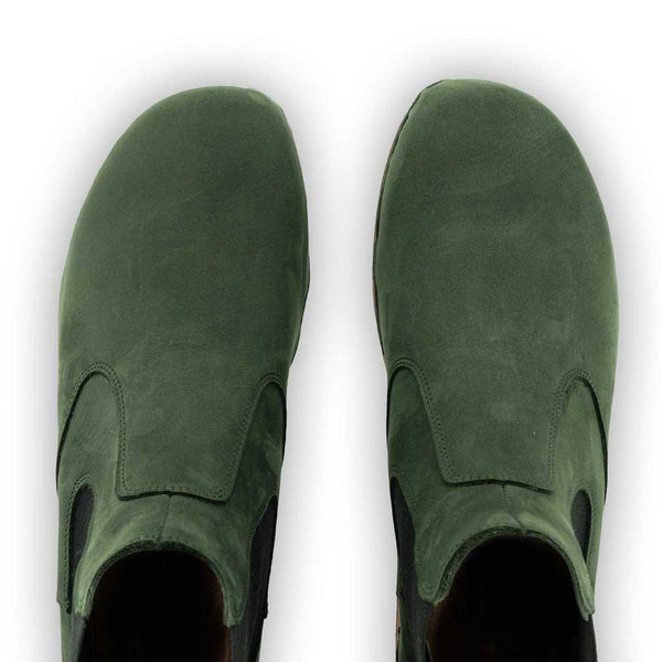 [Forest] Jutta Damen Clog Stiefelette mit biegsamer nachhaltiger holzsohle, farbe: forest (gruen), der bestseller, holzclogs woody, woody schuhe, woody shoes, handgemachte holzschuhe aus österreich, kärnten