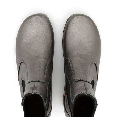 [Titan] Jutta Damen Clog Stiefelette mit biegsamer nachhaltiger holzsohle, farbe: titan, der bestseller, holzclogs woody, woody schuhe, woody shoes, handgemachte holzschuhe aus österreich, kärnten