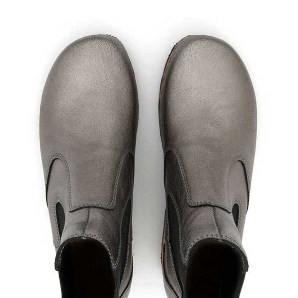 [Titan] Jutta Damen Clog Stiefelette mit biegsamer nachhaltiger holzsohle, farbe: titan, der bestseller, holzclogs woody, woody schuhe, woody shoes, handgemachte holzschuhe aus österreich, kärnten