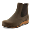 Jutta, clog boots damen mit biegsamer nachhaltiger holzsohle, farbe: caffe-braun, der bestseller, holzclogs woody, woody schuhe, woody shoes, handgemachte holzschuhe aus österreich, kärnten
