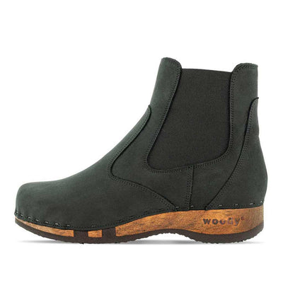 clogs damen jutta woody holzschuhe stiefelette, ankle boots, ankleboots gefüttert, damenstiefel, damenclogs mit holzsohle. holzclogs, clogs damen knöchel stiefel, damen clogs leder. holz schuhe, holzclog, holzschuhe winterstiefel bestellen. farbe: nero (schwarz)