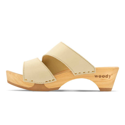 kate-farbe: creme_clogs pantoletten damen mit biegsamer nachhaltiger weidenholzsohle, holzclogs woody, woody schuhe, woody shoes, handgemachte holzschuhe aus österreich, kärnten