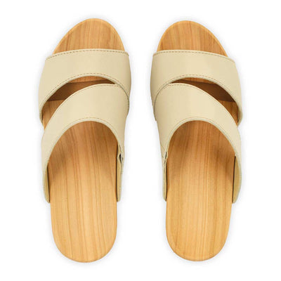 kate-farbe: creme_clogs pantoletten damen mit biegsamer nachhaltiger weidenholzsohle, holzclogs woody, woody schuhe, woody shoes, handgemachte holzschuhe aus österreich, kärnten