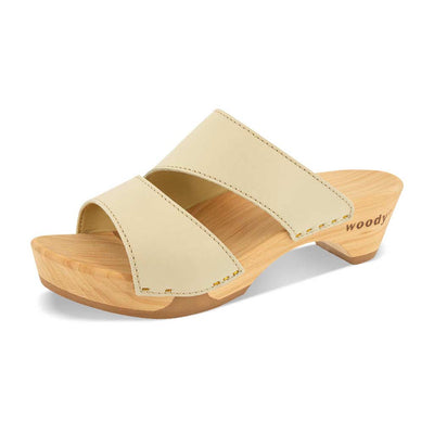 kate-farbe: creme_clogs pantoletten damen mit biegsamer nachhaltiger weidenholzsohle, holzclogs woody, woody schuhe, woody shoes, handgemachte holzschuhe aus österreich, kärnten