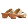 kate-farbe: gold_clogs pantoletten damen mit biegsamer nachhaltiger weidenholzsohle, holzclogs woody, woody schuhe, woody shoes, handgemachte holzschuhe aus österreich, kärnten