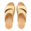 kate-farbe: gold_clogs pantoletten damen mit biegsamer nachhaltiger weidenholzsohle, holzclogs woody, woody schuhe, woody shoes, handgemachte holzschuhe aus österreich, kärnten