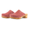 katharina, clogs damen mit biegsamer nachhaltiger holzsohle, farbe: flamingo, holzclogs woody, woody schuhe, woody shoes, handgemachte holzschuhe aus österreich, kärnten