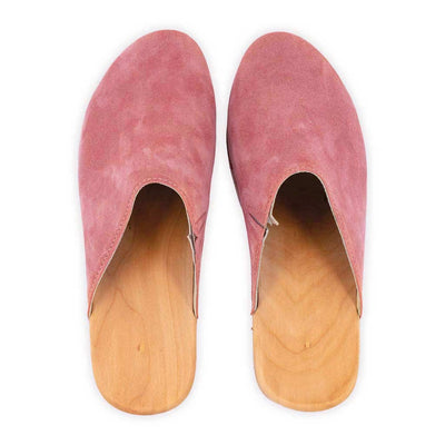 katharina, clogs damen mit biegsamer nachhaltiger holzsohle, farbe: flamingo, holzclogs woody, woody schuhe, woody shoes, handgemachte holzschuhe aus österreich, kärnten