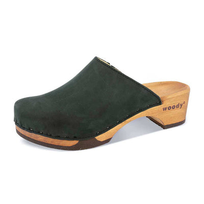 katharina, clogs damen mit biegsamer nachhaltiger holzsohle, farbe: nero-schwarz, holzclogs woody, woody schuhe, woody shoes, handgemachte holzschuhe aus österreich, kärnten