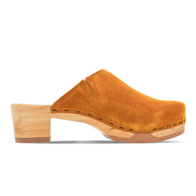 katharina, clogs damen mit biegsamer nachhaltiger holzsohle, farbe: papaya (orange), holzclogs woody, woody schuhe, woody shoes, handgemachte holzschuhe aus österreich, kärnten