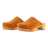 katharina, clogs damen mit biegsamer nachhaltiger holzsohle, farbe: papaya (orange), holzclogs woody, woody schuhe, woody shoes, handgemachte holzschuhe aus österreich, kärnten