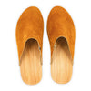 katharina, clogs damen mit biegsamer nachhaltiger holzsohle, farbe: papaya (orange), holzclogs woody, woody schuhe, woody shoes, handgemachte holzschuhe aus österreich, kärnten