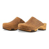 katharina, clogs damen mit biegsamer nachhaltiger holzsohle, farbe: tabacco-braun, holzclogs woody, woody schuhe, woody shoes, handgemachte holzschuhe aus österreich, kärnten