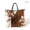 [A03] Kira - praktische Tote Bag Handtasche aus Fell Natur und Schwarzem Leder