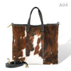 [A04] Kira - praktische Tote Bag Handtasche aus Fell Natur und Schwarzem Leder