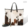 [A06] Kira - praktische Tote Bag Handtasche aus Fell Natur und Schwarzem Leder