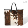 [A06] Kira - praktische Tote Bag Handtasche aus Fell Natur und Schwarzem Leder