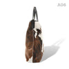 [A06] Kira - praktische Tote Bag Handtasche aus Fell Natur und Schwarzem Leder