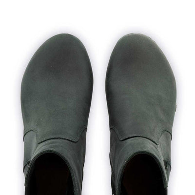 [Grigio] Lara Damen Clog Stiefelette mit biegsamer nachhaltiger Weidenholzsohle-holzclogs woody, woody schuhe, woody shoes, handgemachte holzschuhe aus österreich, kärnten, farbe: grigio (dunkelgrau)